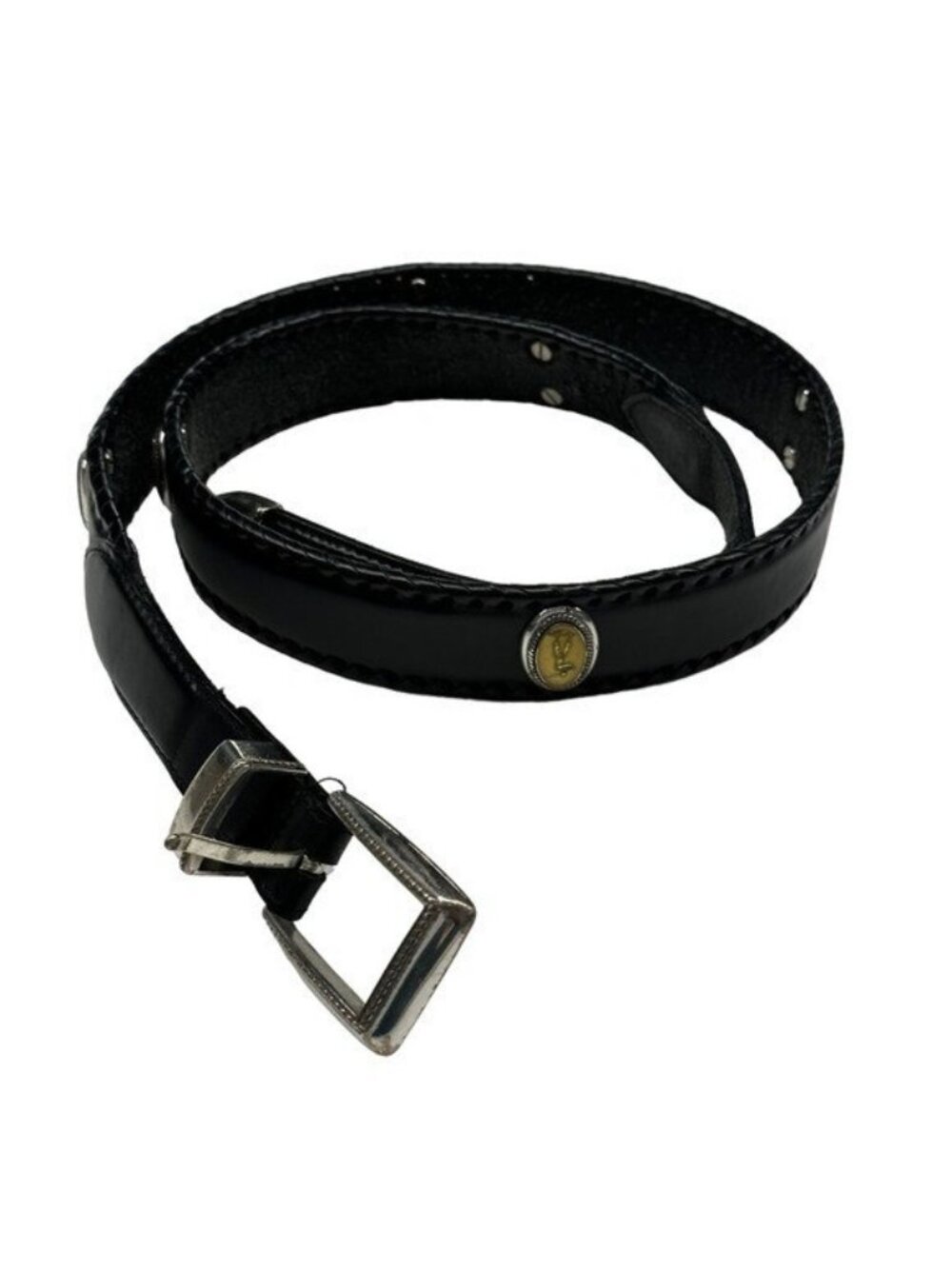 Onyx by Brighton Men's 42 Black Designer Leather Belt Golf Medallions M40343